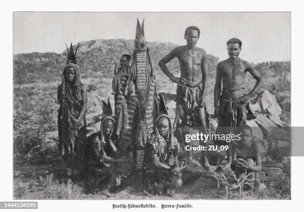 ilustraciones, imágenes clip art, dibujos animados e iconos de stock de familia herero en áfrica del sudoeste alemana (namibia), semitono, 1899 - genocidio