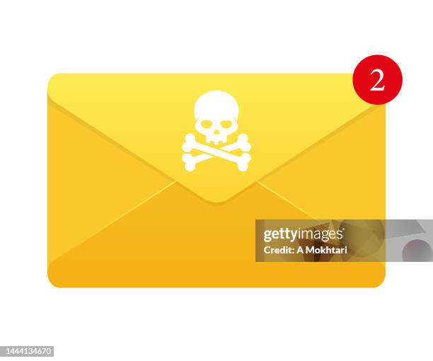 envelope with received messages, hackers and phishing. - typing email stock illustrations