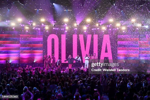 Tones and I, Adam Hyde and Reuben Styles of Peking Duk and KYE perform during the 2022 ARIA Awards at The Hordern Pavilion on November 24, 2022 in...
