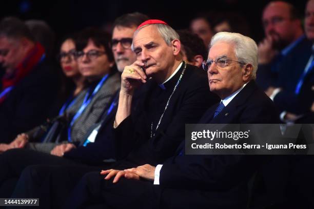 Sergio Mattarella President of the Italian Republic and Cardinal Matteo Maria Zuppi President of CEI attends the Leonardo Supercomputer inauguration...