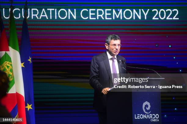 Francesco Ubertini President of CINECA attends the Leonardo Supercomputer inauguration ceremony at CINECA Tecnopolo on November 24, 2022 in Bologna,...