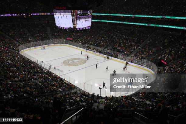 General view shows the Ottawa Senators and the Vegas Golden Knights playing in the first period of their game at T-Mobile Arena on November 23, 2022...