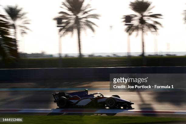 Roy Nissany of Israel and Charouz Racing System on track during Formula 2 testing at Yas Marina Circuit on November 24, 2022 in Abu Dhabi, United...