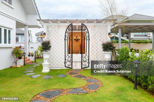 luxury spa at house - backyard renovation stock pictures, royalty-free photos & images