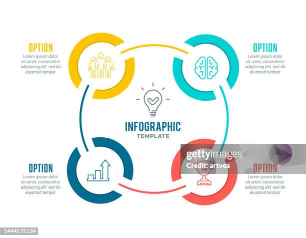 ilustraciones, imágenes clip art, dibujos animados e iconos de stock de infografía elementos - circle diagram