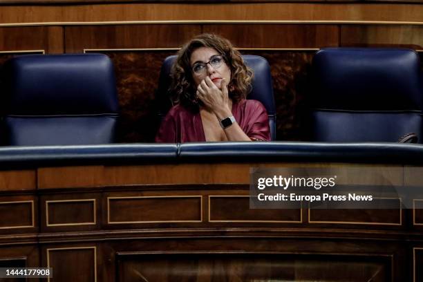 The Minister of Finance and Public Function, Maria Jesus Montero, during a plenary session in the Congress of Deputies, on 24 November, 2022 in...