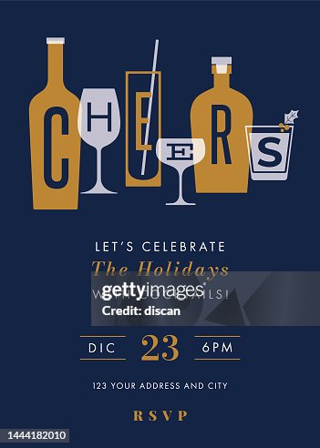 Holidays Party invitation with cheers. Holidays Party invitation with cheers.