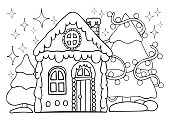 christmas gingerbread house vector coloring page