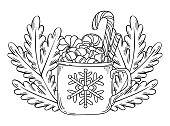 coloring page christmas cup drink sweets