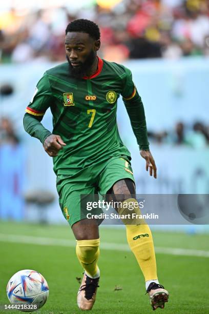 Georges-Kévin Nkoudou of Cameroon in action during the FIFA World Cup Qatar 2022 Group G match between Switzerland and Cameroon at Al Janoub Stadium...