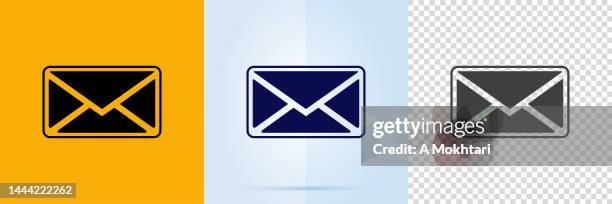 envelope icon set. - black envelope stock illustrations