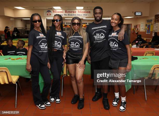 Chance Combs, D'Lila Combs, Yung Miami, Sean "Diddy" Combs and Jessie Combs celebrated Thanksgiving Day at The Caring Place in Miami on November 24,...