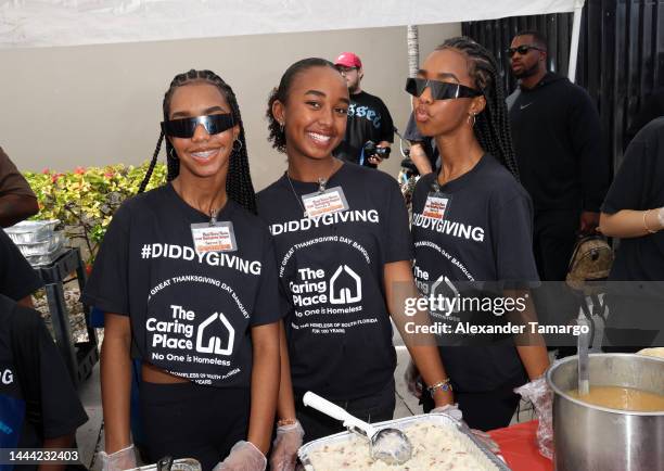 Sean "Diddy" Combs and his family, his daughters Chance, Jessie and D'Lila, celebrated Thanksgiving Day at The Caring Place in Miami on November 24,...