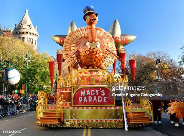 Tom Turkey by Macy's float is waiting for the parade to start during 96th Macy's Thanksgiving Day Parade on November 24, 2022 in New York City.