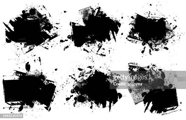 ilustraciones, imágenes clip art, dibujos animados e iconos de stock de ilustración vectorial de fondo con textura grunge negra - grunge image technique