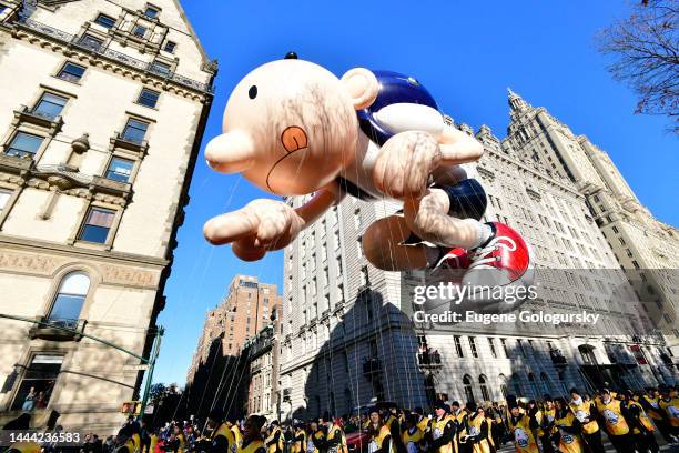 Diary of a Wimpy Kid balloon by Abrams Books participates in 96th Macy's Thanksgiving Day Parade on November 24, 2022 in New York City.