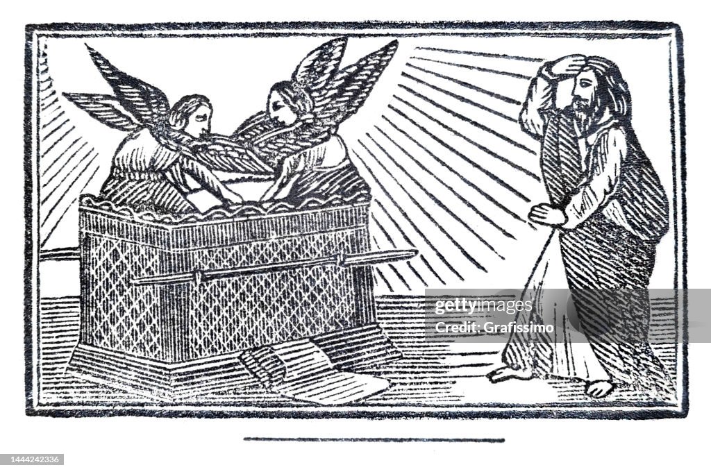 Moses Mit Engeln Und Bundeslade Holzschnitt 1867 StockIllustration