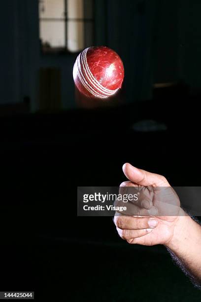 person holding a cricketball - catching ball stock pictures, royalty-free photos & images