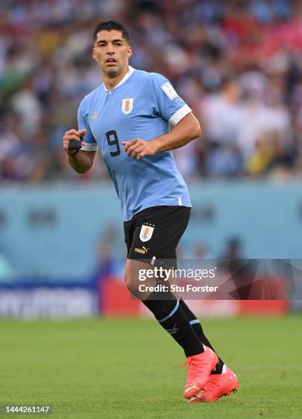 Uruguay striker Luis Saurez in action during the FIFA World Cup Qatar 2022 Group H match between Uruguay and Korea Republic at Education City Stadium...