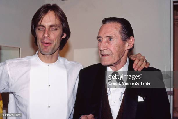 Keith Carradine and father John Carradine attending the opening night of "Foxfire" at Ethel Barrymore Theater in New York City, New York, United...