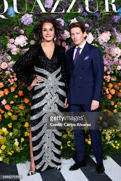 Naty Abascal and Aquazzura director Edgardo Osorio attend the "Aquazurra" photocall at the Fernán Nuñez Palace on November 24, 2022 in Madrid, Spain.