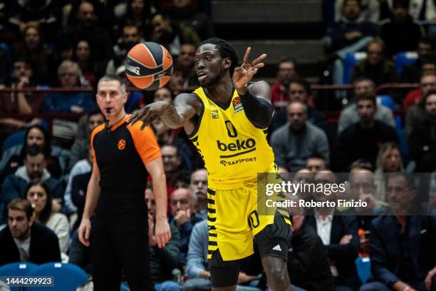 Johnathan Motley of Fenerbahce Beko Istanbul in action during the 2022/2023 Turkish Airlines EuroLeague Regular Season Round 10 match between EA7...