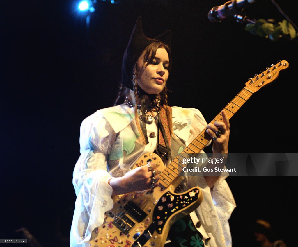Rhian Teasdale of Wet Leg performs on stage at the O2 Forum Kentish ...