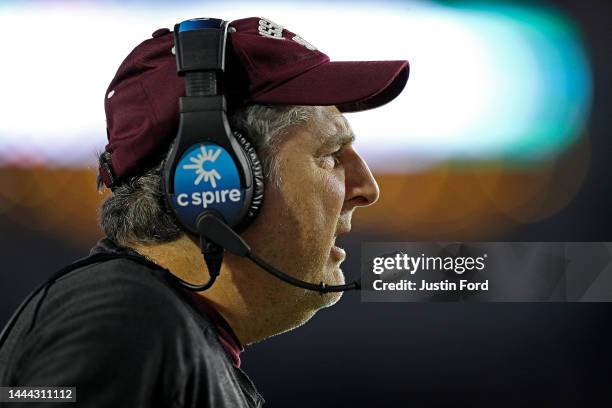 Head coach Mike Leach of the Mississippi State Bulldogs. During the first half against the Mississippi Rebels at Vaught-Hemingway Stadium on November...