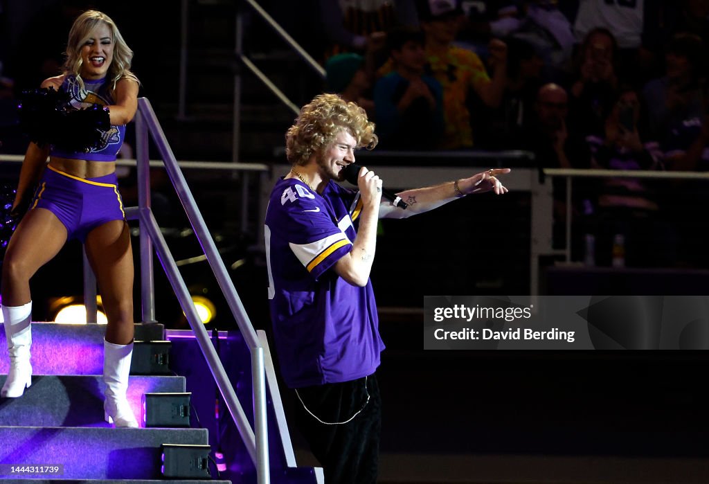 Yung Gravy performs prior to a game between the New England Patriots