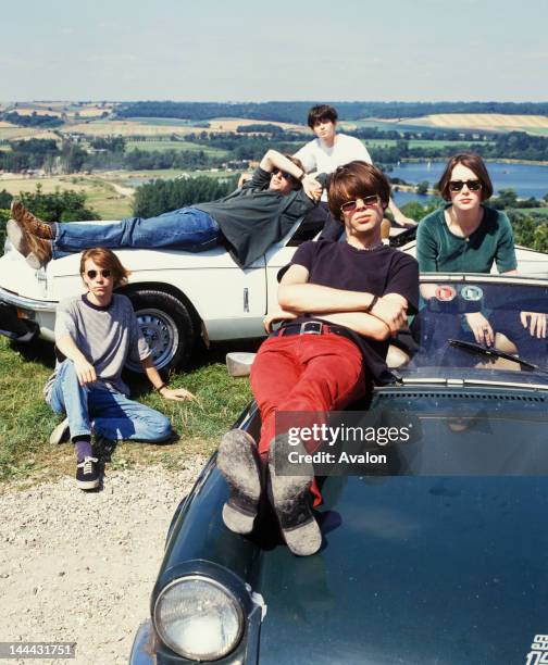 Slowdive photographed in 1991.