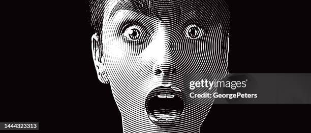 woman with shocked facial expression - gasping stock illustrations