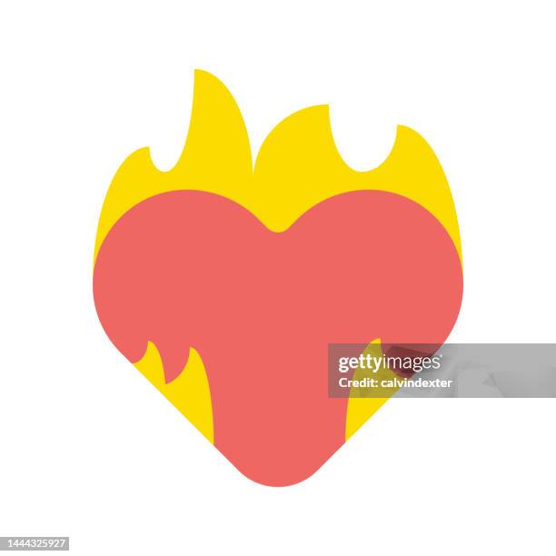 ilustrações, clipart, desenhos animados e ícones de design de ícone de coração em fogo - burning