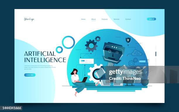 artificial intelligence controlling robotic arms concept - making computer chips stock illustrations