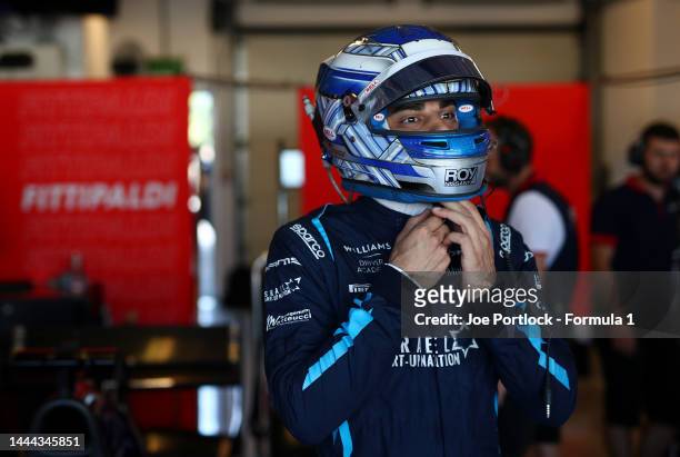 Roy Nissany of Israel and Charouz Racing System in the garage during Formula 2 testing at Yas Marina Circuit on November 25, 2022 in Abu Dhabi,...