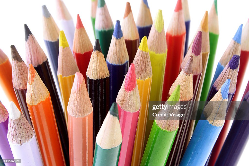 Collection of colouring pencils, Close-up