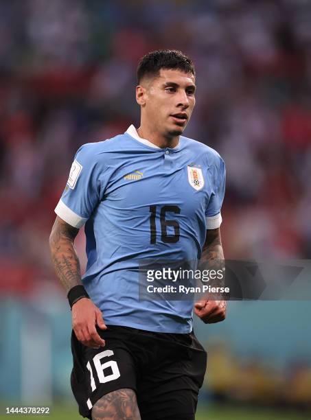 Mathias Olivera of Uruguay looks on during the FIFA World Cup Qatar 2022 Group H match between Uruguay and Korea Republic at Education City Stadium...