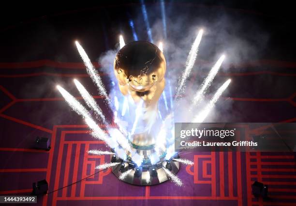 Fireworks explode during the opening ceremony prior to the FIFA World Cup Qatar 2022 Group A match between Qatar and Ecuador at Al Bayt Stadium on...