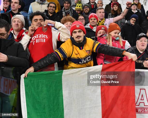 Arsenal Women fans during the UEFA Women's Champions League group C match between Juventus and Arsenal at Juventus Training Center on November 24,...