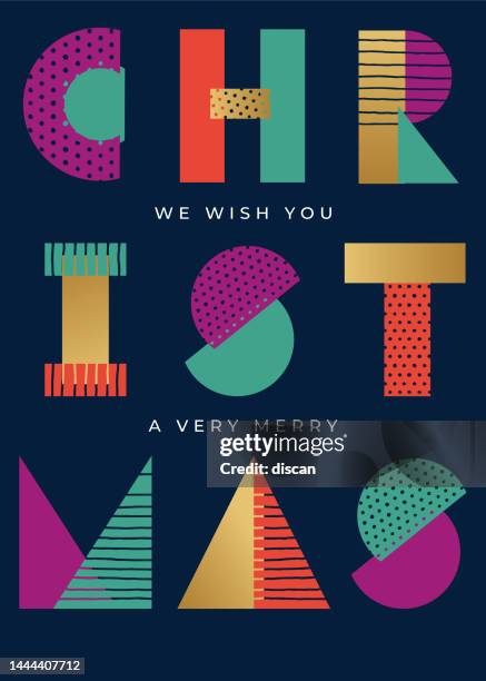 weihnachtskarte mit typografie-grüßen. - typografie stock-grafiken, -clipart, -cartoons und -symbole