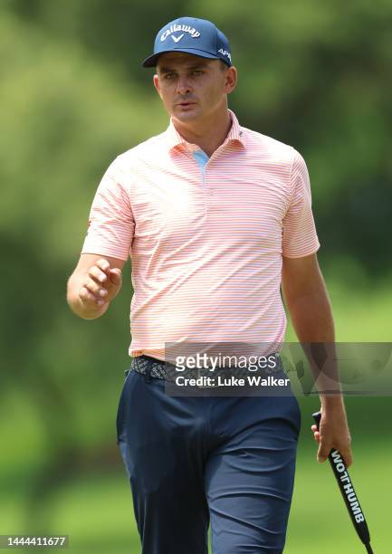 Christiaan Bezuidenhout of South Africa acknowledges the crowd on the 1st green during Day Two of the Joburg Open at Houghton GC on November 25, 2022...