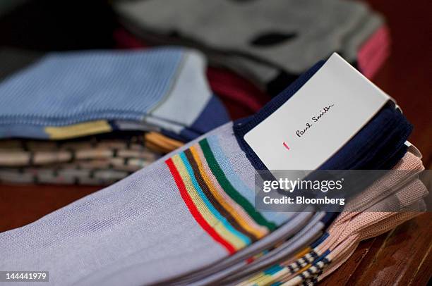 Paul Smith Ltd. Merchandise is displayed in one of the company's stores in Hong Kong, China, on Monday, May 14, 2012. Paul Smith, the British fashion...