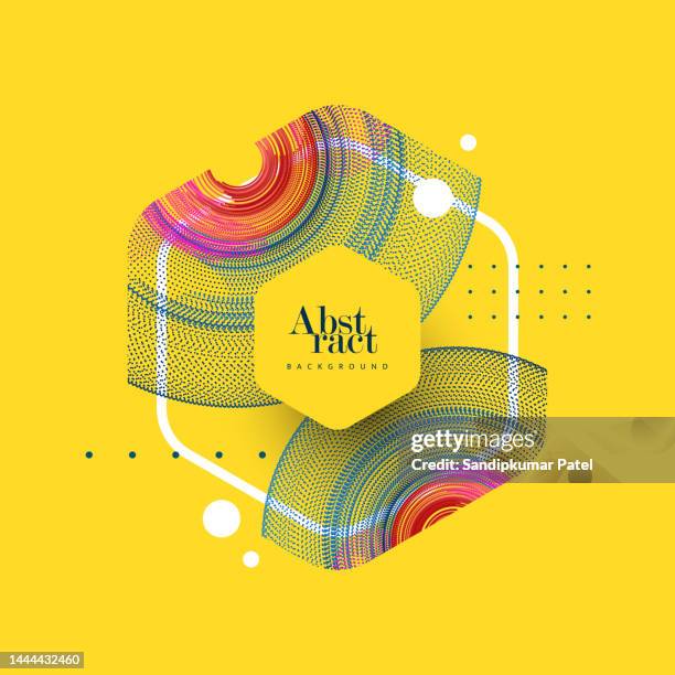 illustrations, cliparts, dessins animés et icônes de éléments abstraits avec des lignes dynamiques. - hexagone