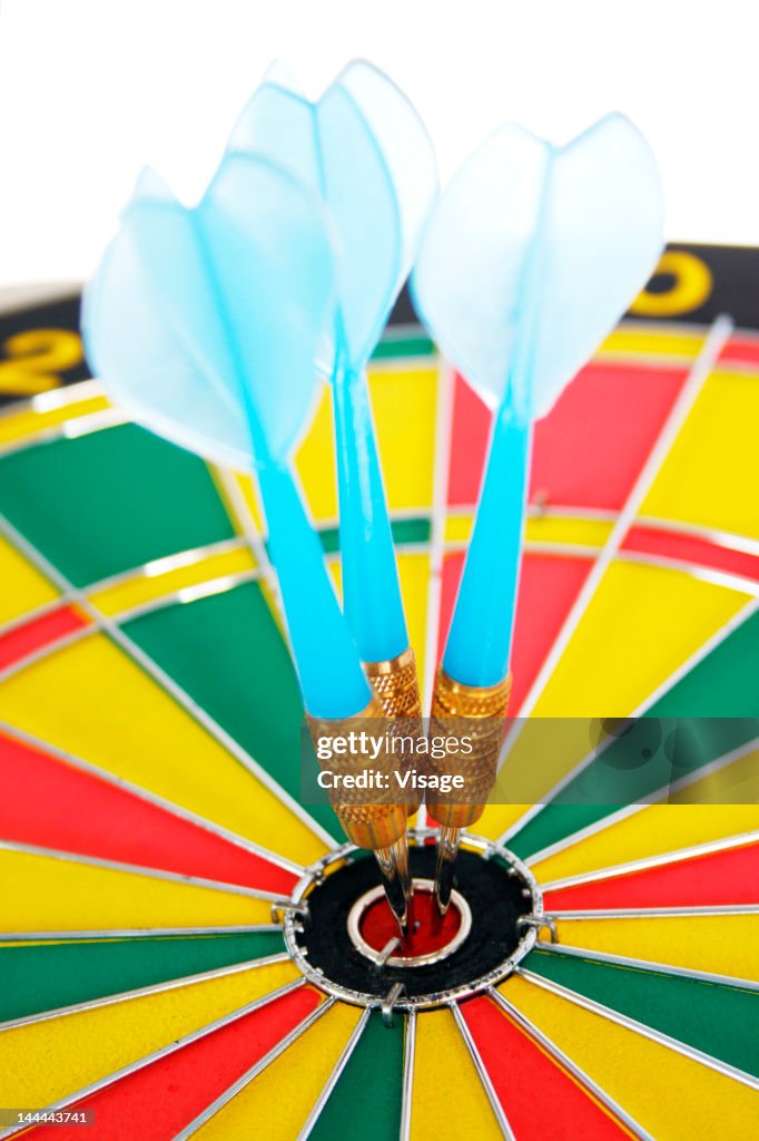 Darts in center of a dartboard