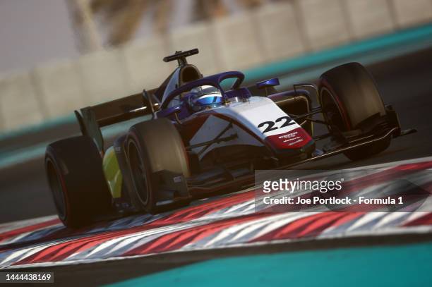 Roy Nissany of Israel and Charouz Racing System on track during Formula 2 testing at Yas Marina Circuit on November 25, 2022 in Abu Dhabi, United...