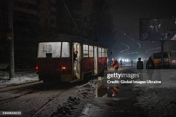 General view of a blackout on November 24, 2022 in Kyiv, Ukraine. On November 23, the Russian Armed Forces launched a massive missile attack on...