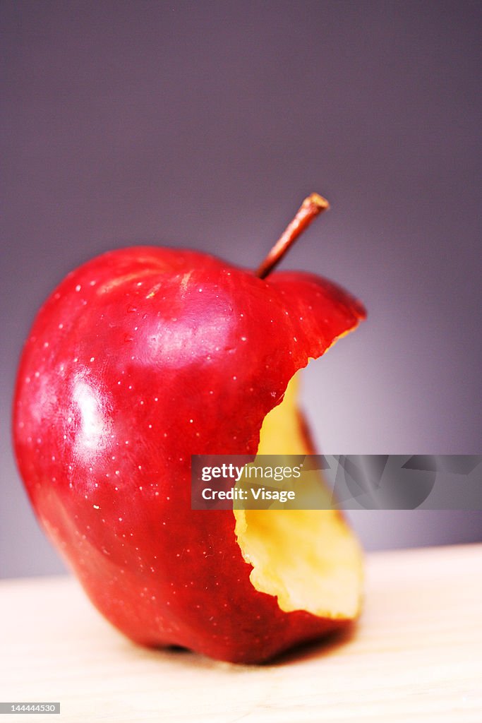 Close up shot of an eaten apples