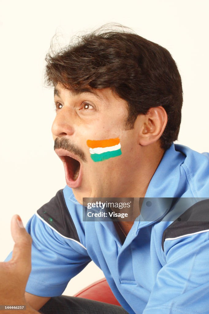 Close up of shot of a cricket fan