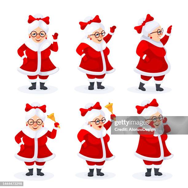 stockillustraties, clipart, cartoons en iconen met mrs. claus. christmas icons. - sinterklaasliedje