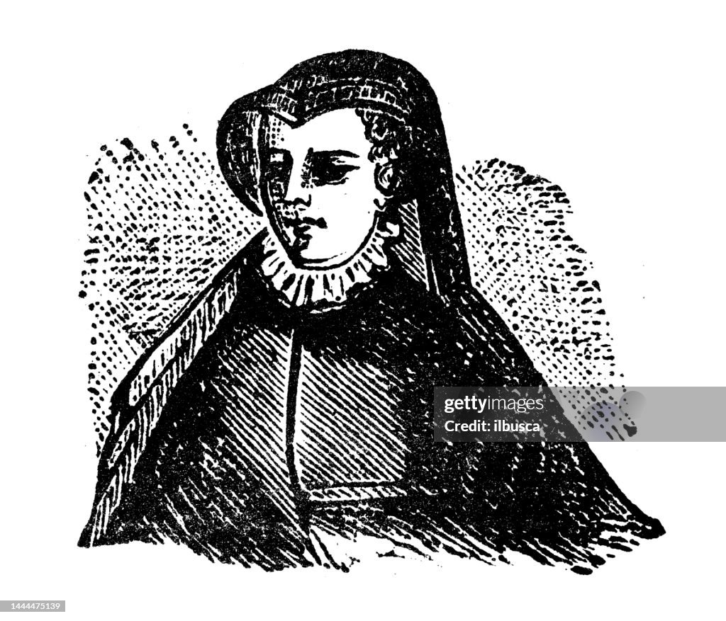 Ilustração de gravura antiga: Catherine de' Medici