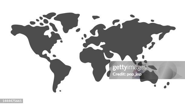 illustrazioni stock, clip art, cartoni animati e icone di tendenza di mappa del mondo - very simple contour - illustrazione vettoriale - semplicità